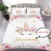 Juego de cama unicornio personalizado para niños, ideal para transformar la habitación en un mundo de fantasía, con diseño atractivo y materiales de alta calidad.
