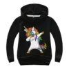Sudadera con capucha de unicornio para niños de 3 a 12 años, colorida y cómoda, ideal para el uso diario y actividades al aire libre.