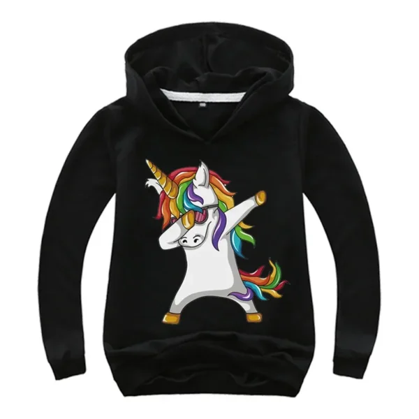 Sudadera con capucha de unicornio para niños de 3 a 12 años, colorida y cómoda, ideal para el uso diario y actividades al aire libre.