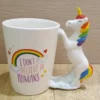 Taza de cerámica de unicornio creativa y kawaii, colorida y original, ideal para café y té, regalo perfecto para amantes de lo kawaii, utensilio de cocina duradero y encantador.