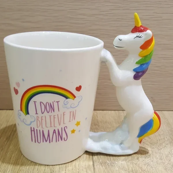 Taza de cerámica de unicornio creativa y kawaii, colorida y original, ideal para café y té, regalo perfecto para amantes de lo kawaii, utensilio de cocina duradero y encantador.