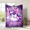 Manta personalizada con diseño de unicornio, suave y acogedora, ideal para adultos y niños, perfecta para momentos de relax y decoración en casa.