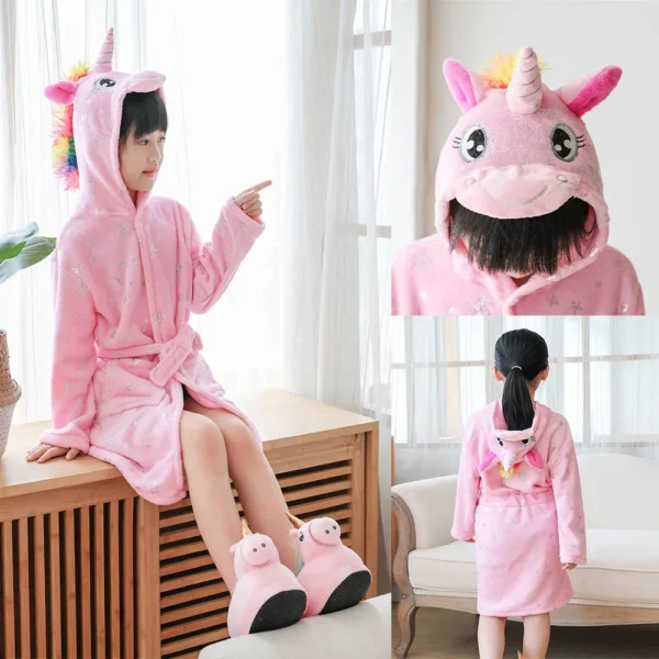 Albornoz rosa unicornio para niñas, bata de baño divertida y mágica, suave y cálida, ideal para después del baño y días de invierno, diseño encantador, fácil de lavar, perfecta para el uso diario y regalos especiales.